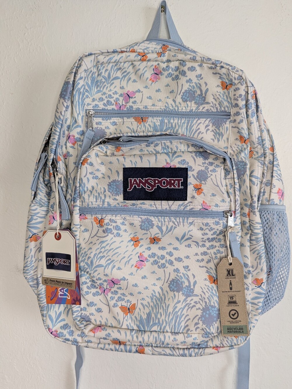 NWT Jansport Big Student Fluttering Fields Backpack - Picture 5 of 7